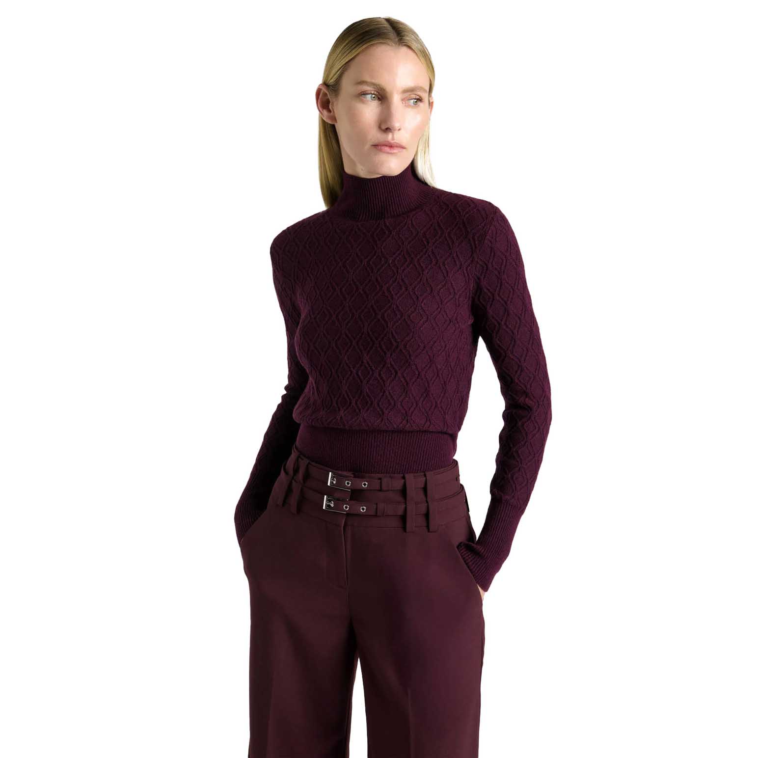 Cue Textured Funnel Neck Sweater